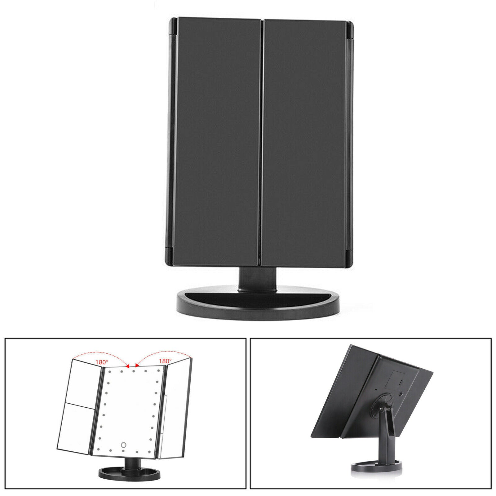 Makeup Mirror With 22LED Lamp Touch Magnifying Tri Fold Standing Lights T3  BS5