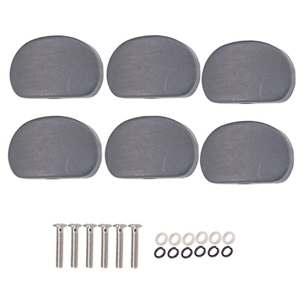 6 Pieces Ebony Tuning Pegs Keys Handle Knobs Buttons Oval Shape with Screws