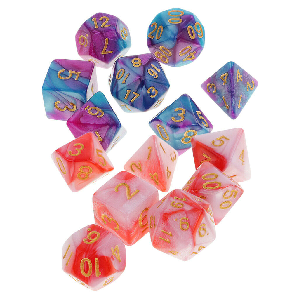14Pcs Acrylic Multi Side Dice for MTG TRPG Roleplaying Casino KTV Game Props
