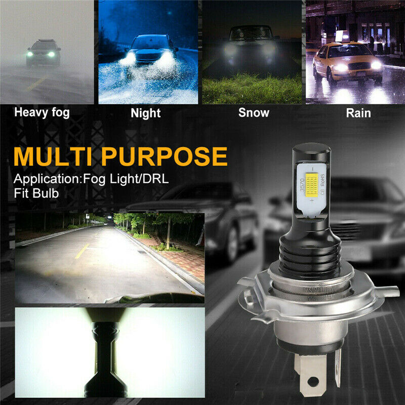 2Pcs H4 LED Fog Lights Car 12V 35W 3570 CSP Headlight Bulbs Xenon 6000K White