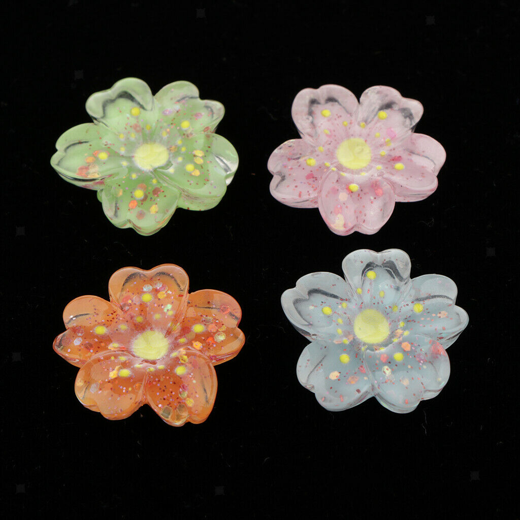 30 Pieces Flower Shape Plastic Flatback Cabochon Beads Cardmaking 20x20mm