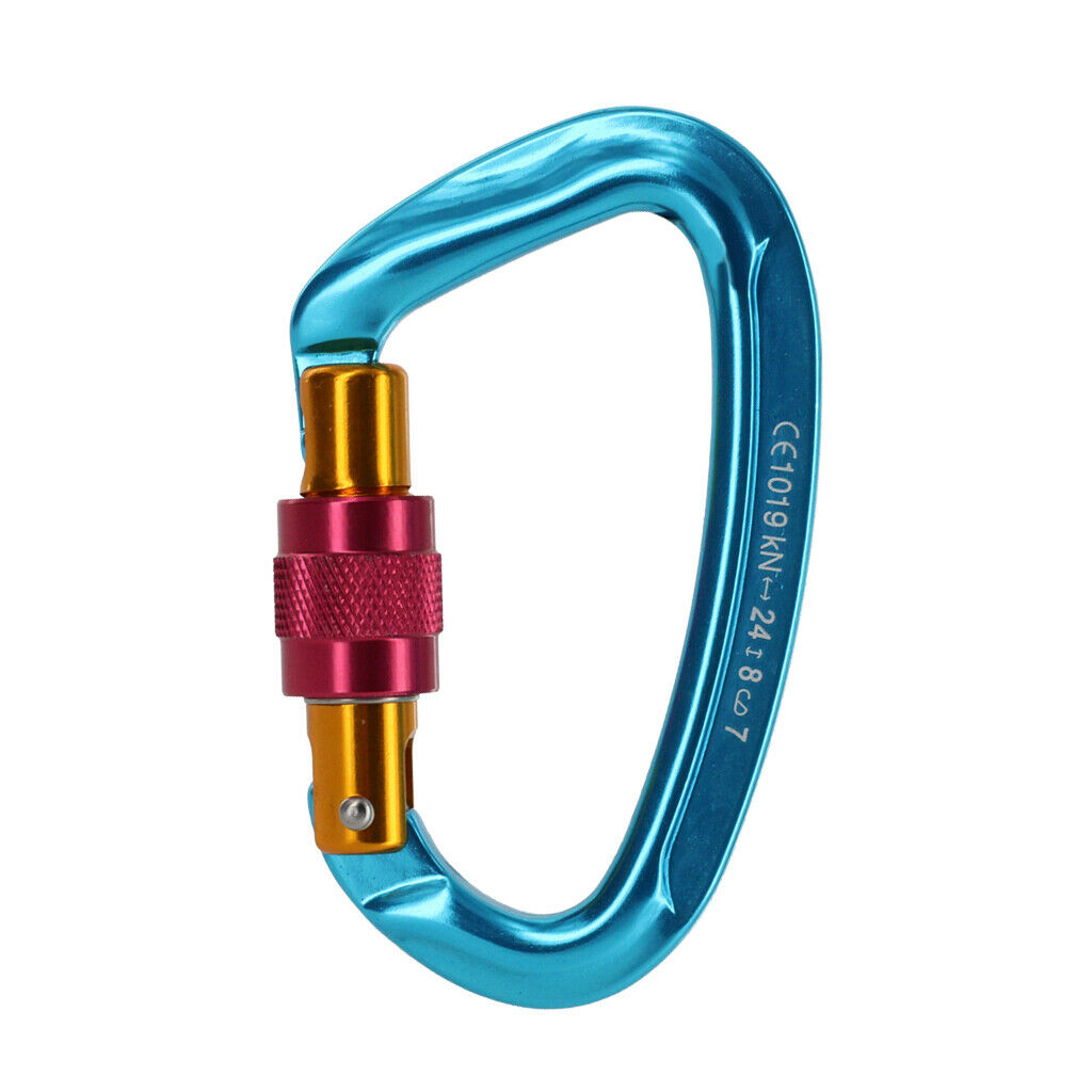 4x Hammock Carabiner Clip Mountaineering Swing Locking Aluminum Alloy Blue