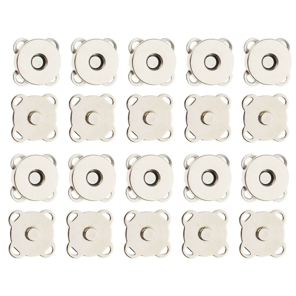 20 Sets Sew On Magnetic Bag Clasps 14mm Fastener Purse Snap DIY Sewing Craft