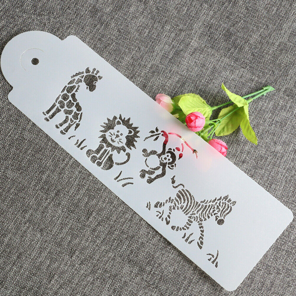 Giraffe Zebra Monkey Lion Cake Stencil Airbrush Painting Mold Cookie Mouss.l8