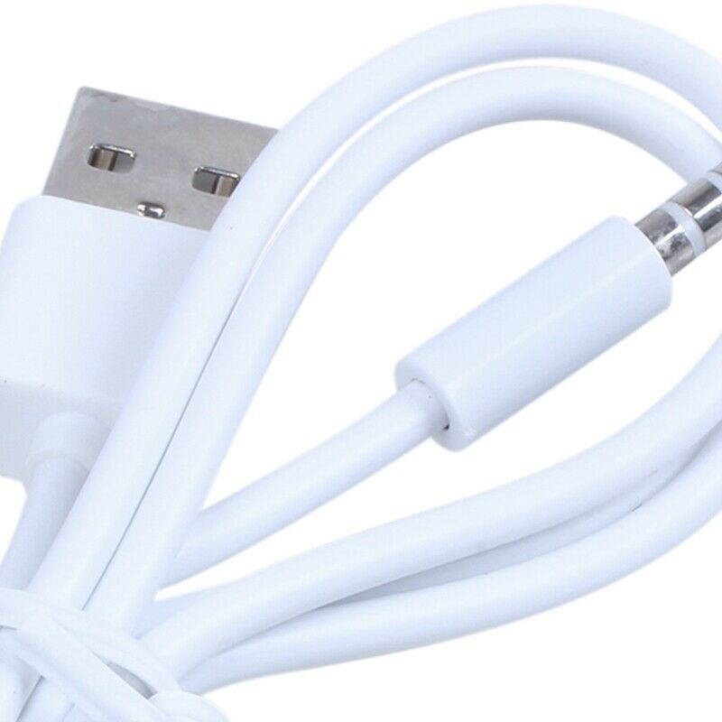 3.5mm Plug Audio AUX to USB 2.0 Plug Adapter Charging Cable 1M White R9O7O7