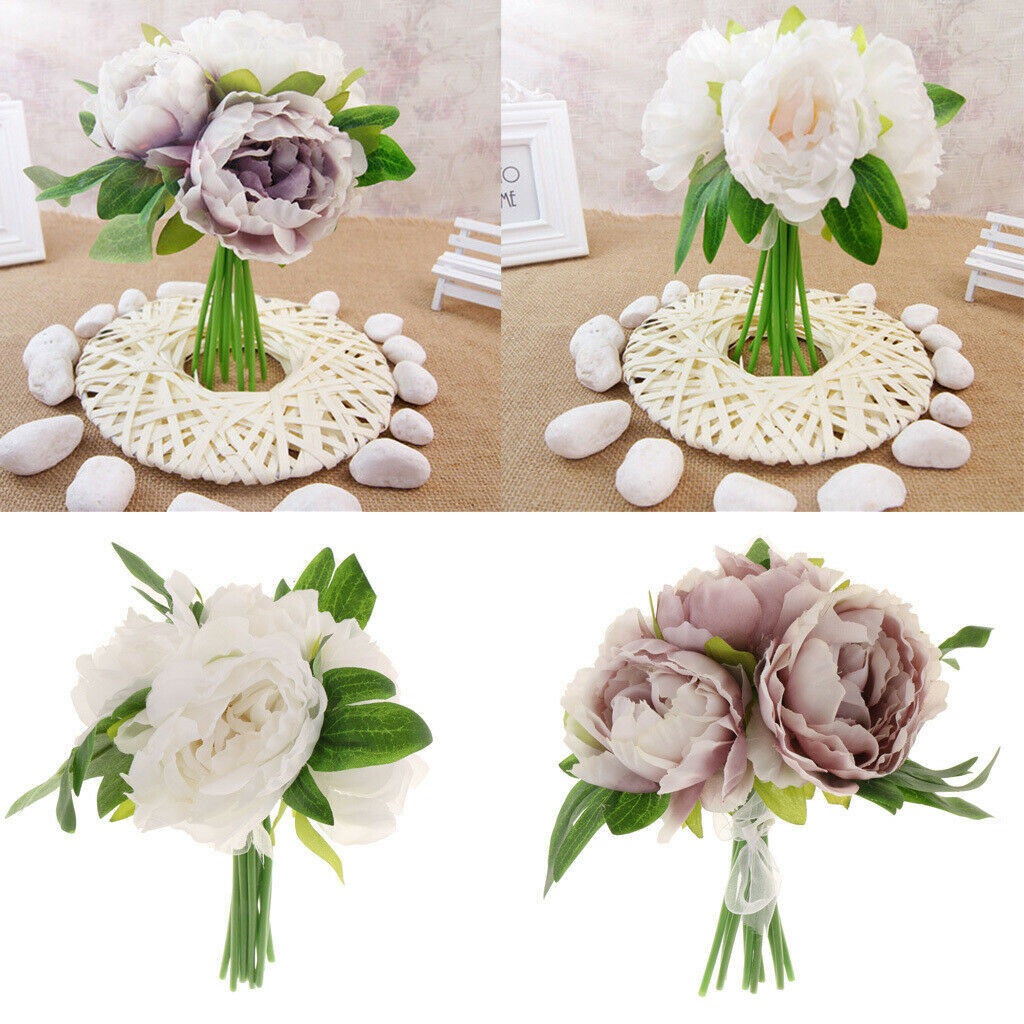 1 Bunch Real Looking Artificial Peony Silk Flower Bridal Home Garden Lawn Decor