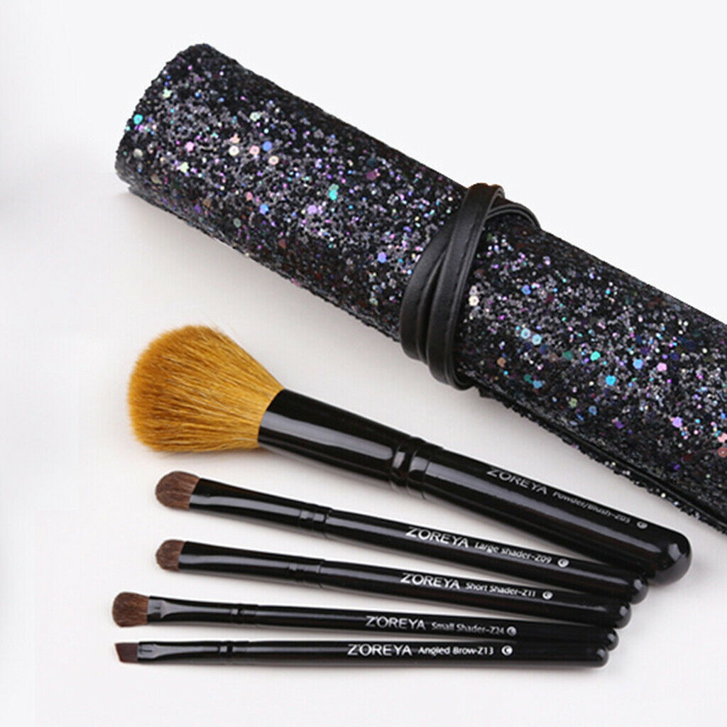 5x Makeup Brushes Face Powder Portable Wooden Handle Blender Eyebrow Brush