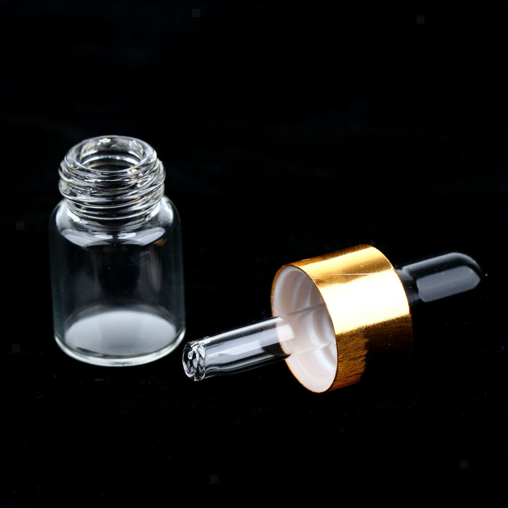 40 Pieces Travel Empty Glass Essential Oil Refillable Dropper Bottles 1+2ML