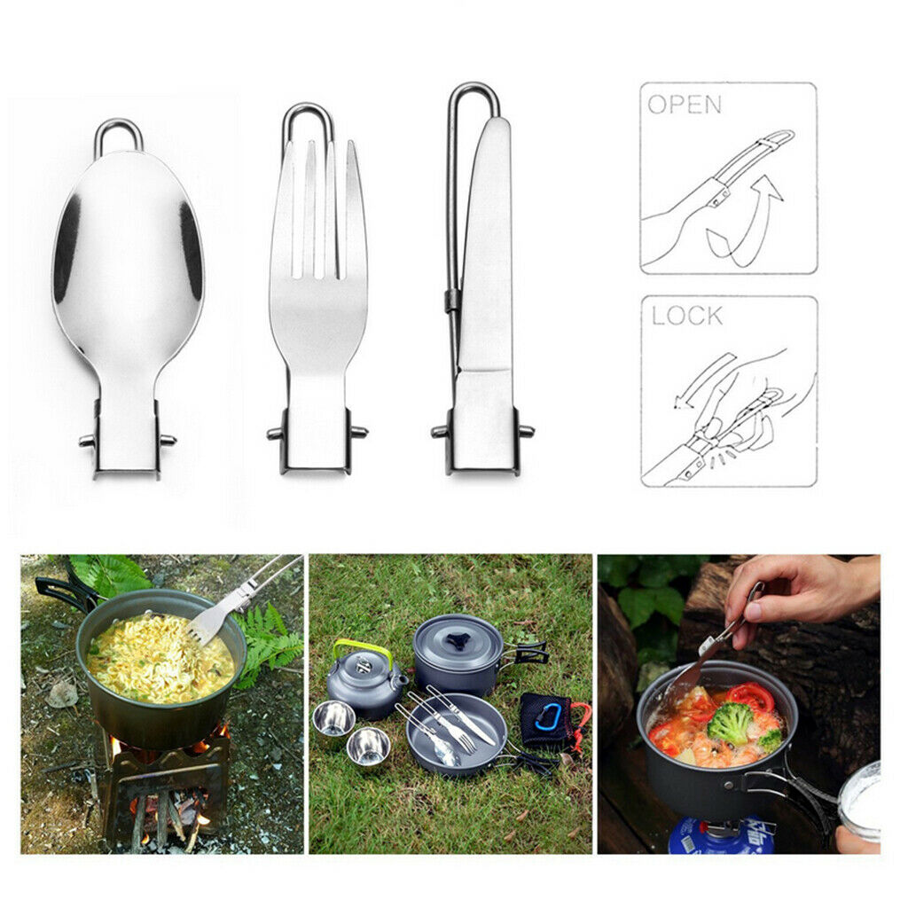 Aluminum Cookware Cutlery Set Camping Pot Pan Water Kettle Cooking Utensil