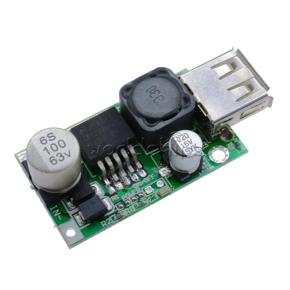 DC-DC Buck Step Down Converter 9V/12V/24V/36V/48V to 5V/3A USB Charger LM2596HV