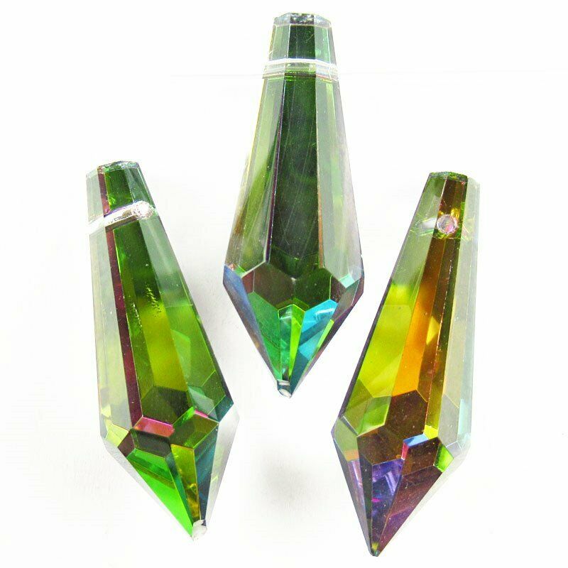 6Pcs 36x12mm Faceted Rainbow Titanium Crystal Pendulum Pendant 28g A-319SJ