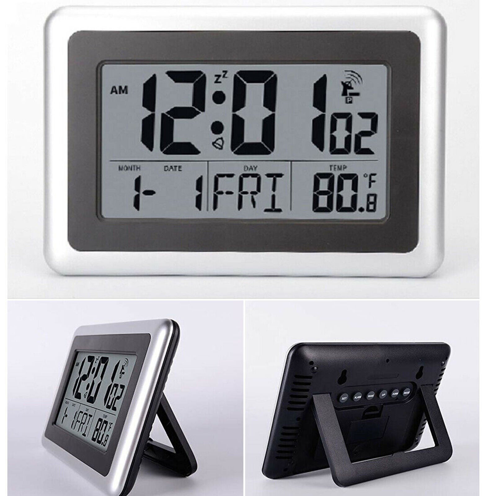 Digital Atomic Indoor Wall Desk Clocks Large Screen Calendar Timer 7 Language