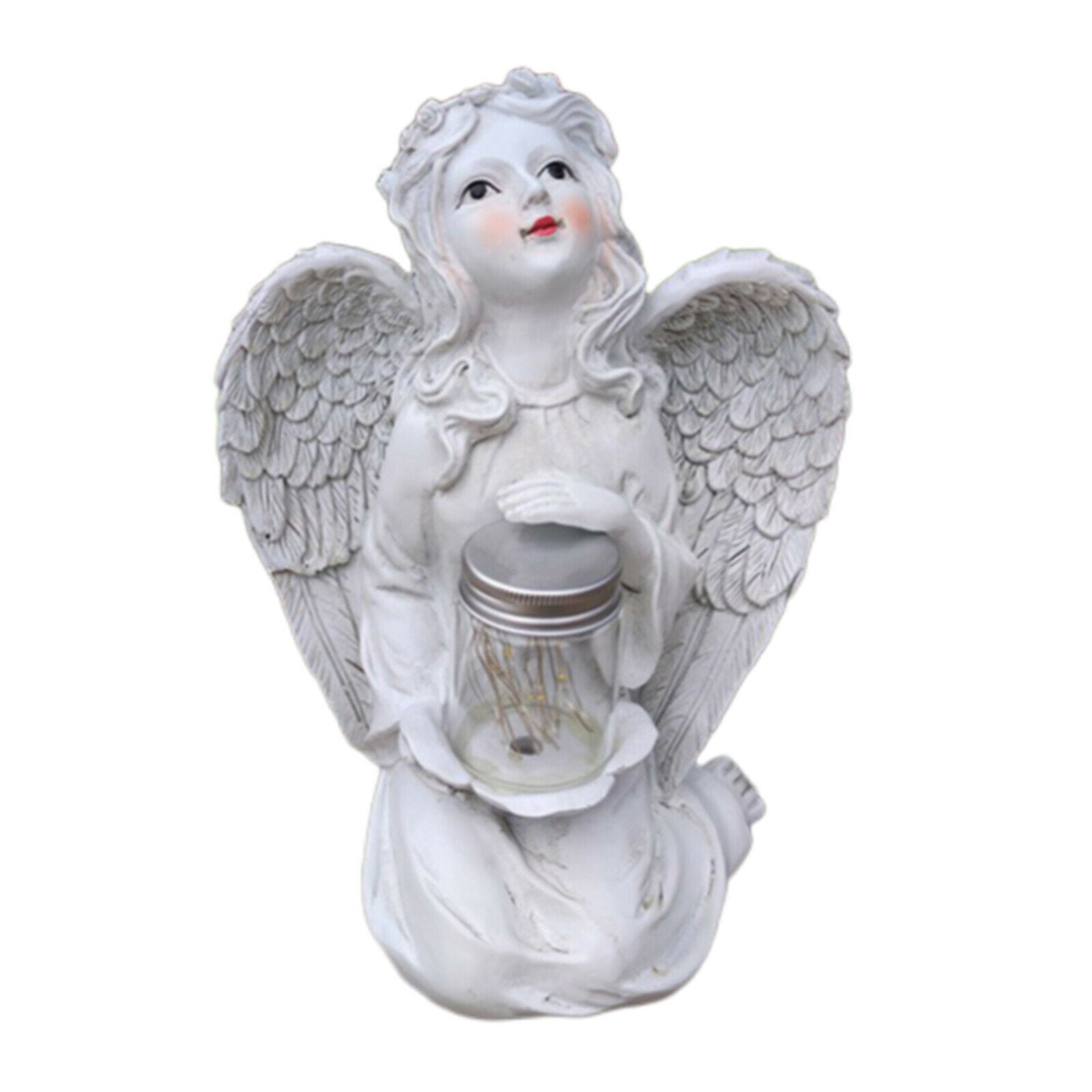 Holy Garden Angel Statue Solar LED Light Lantern Outdoor Fairy Sculpture