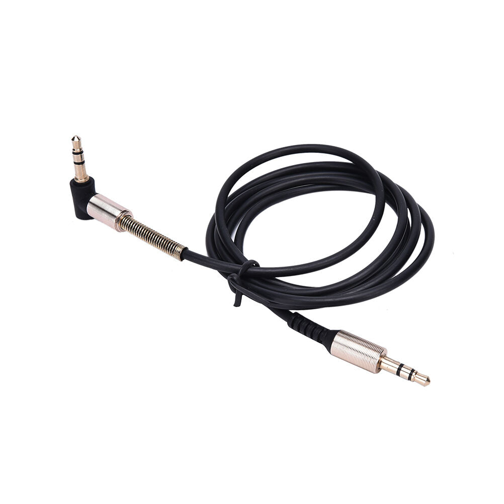 Right Angle Stereo 3.5mm Male to Male Audio AUX Earphone Extension Cable .l8