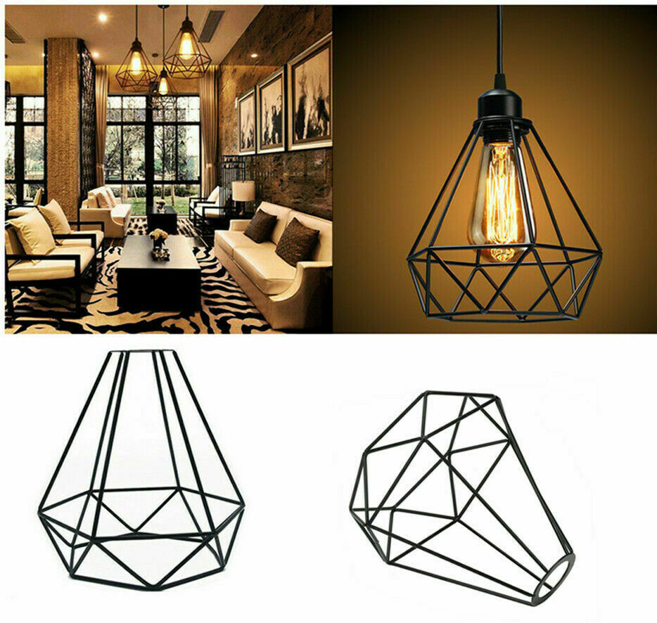 Large Metal Pendant Shades Geometric Industrial Design Lights Easy Fit Lighting