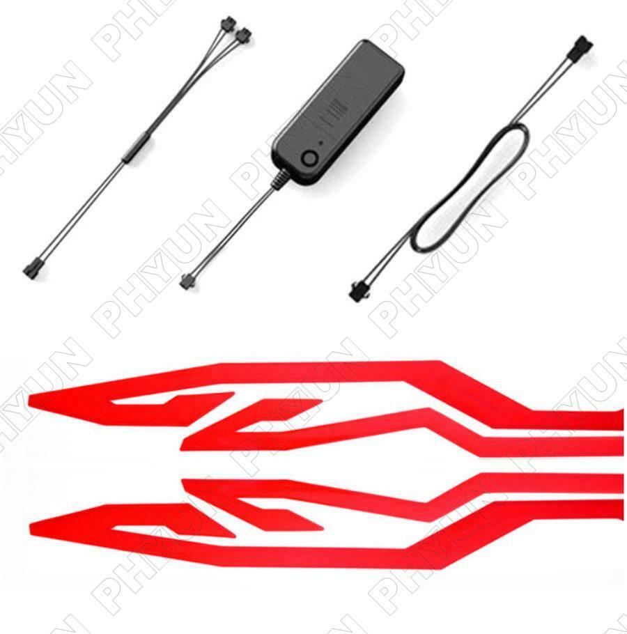 Red Led Motorcycle Helmet Lights Strip Kit 3 Modes Switchable Scooter Universal