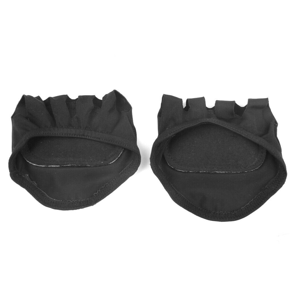 Women Anti-slip 5-Toe Forefoot Socks Massage Cushions One Pair Black
