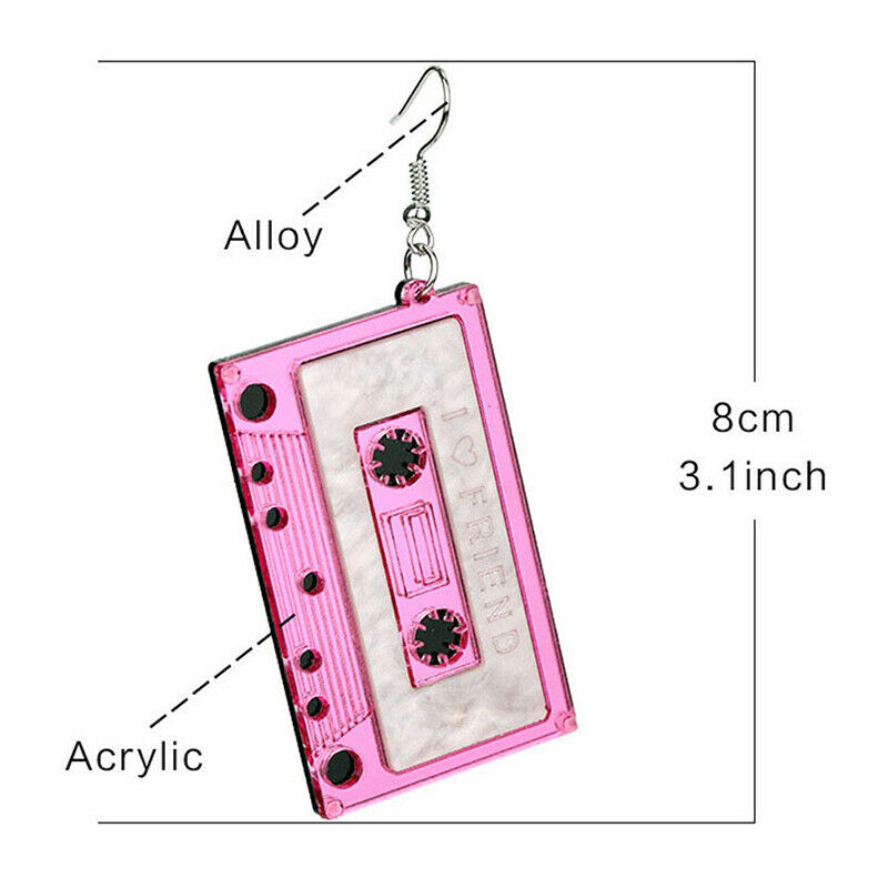 3 Pairs 80s Cassette Tape Earrings Retro Tape Dangle Earrings Funny Earrings Ad