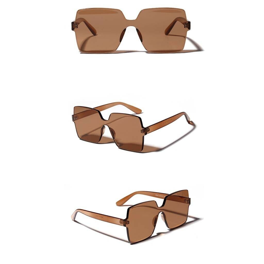 2pcs Womens One-piece Sunglasses Square Rimless Summer Sun Glasses Party