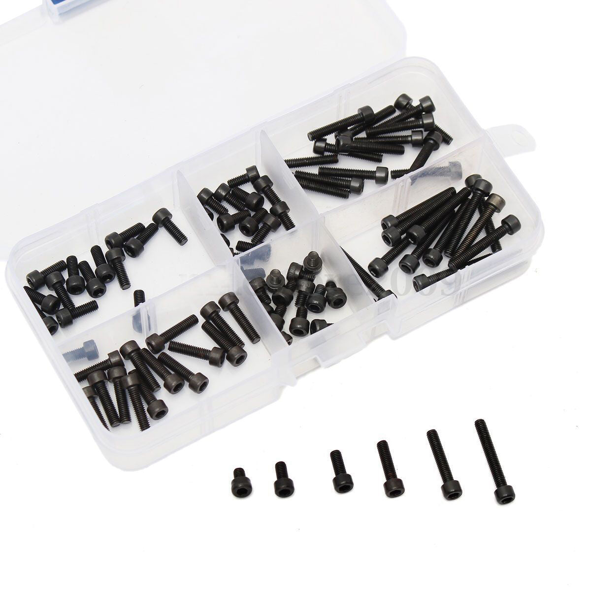 90pcs Black Steel Metric Thread M3 6-20mm Hexagon Hex Socket Cap Head Screw Bolt