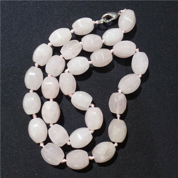 1 Strand 14x10mm Women Natural Rose Quartz Faceted Lantern Beads Necklace HH9195