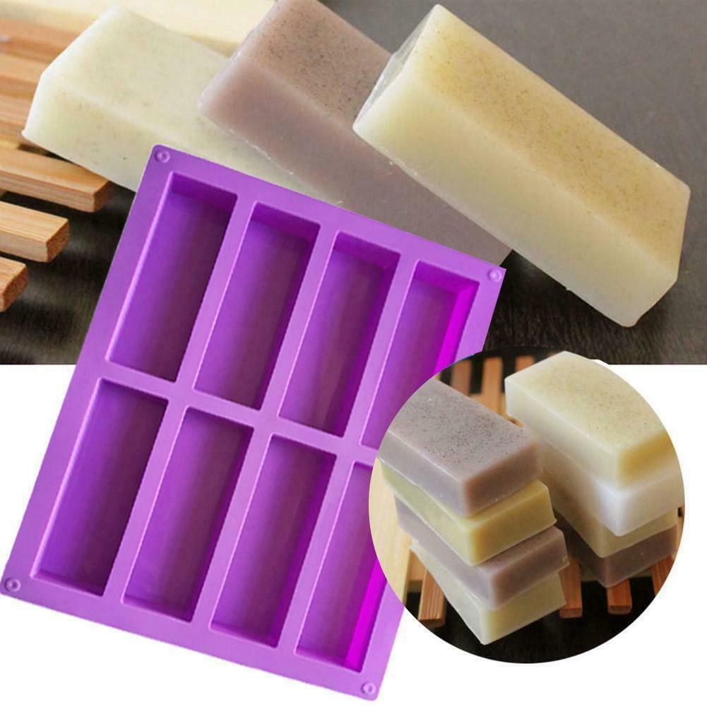 8 Cavity Silicone Rectangle Soap Mould Homemade DIY Cake Making Mold Craft