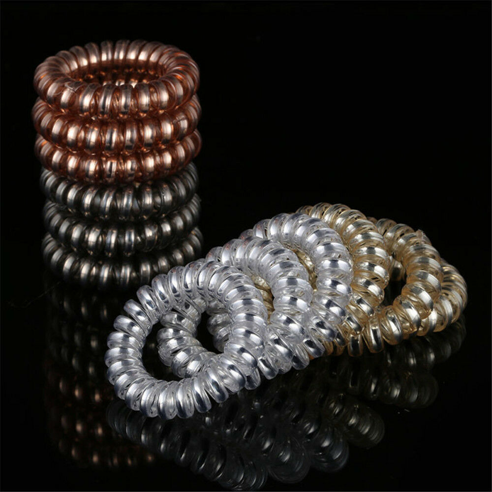12PCS Rubber Telephone Wire Hair Ties Spiral Hair Head Elastic Bands Lot
