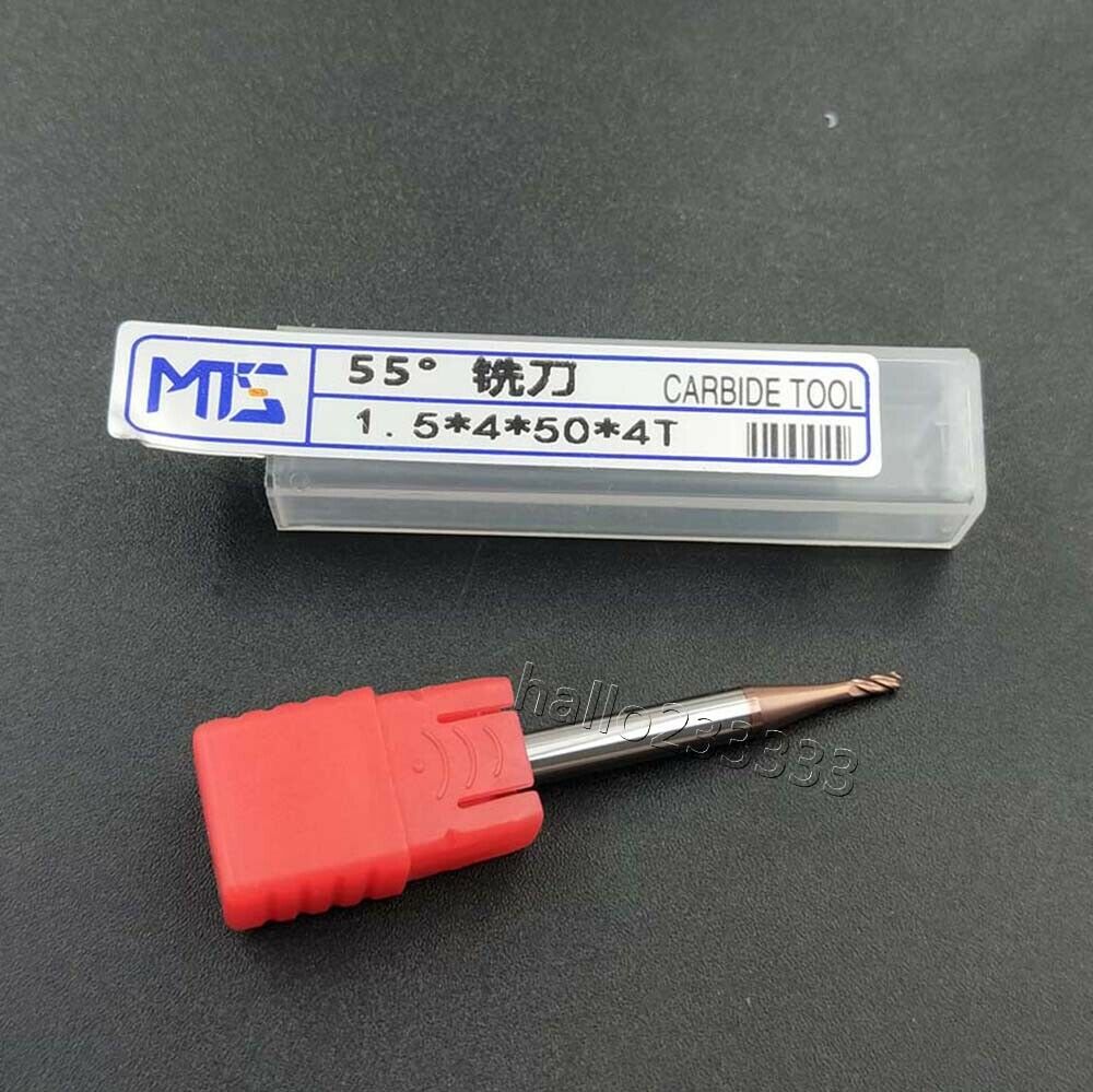 5pcs 1.5mm x 50mm Tungsten Carbide 4 Flute End Mill CNC Milling Cutter HRC55