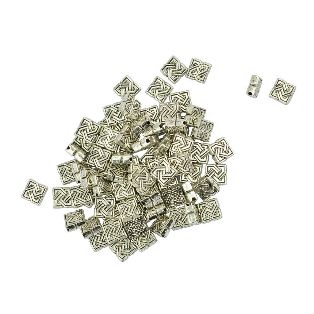 100 Pieces Celtic Knot Connector Beads 7x7mm Spacer Beads for Earring Bracelet