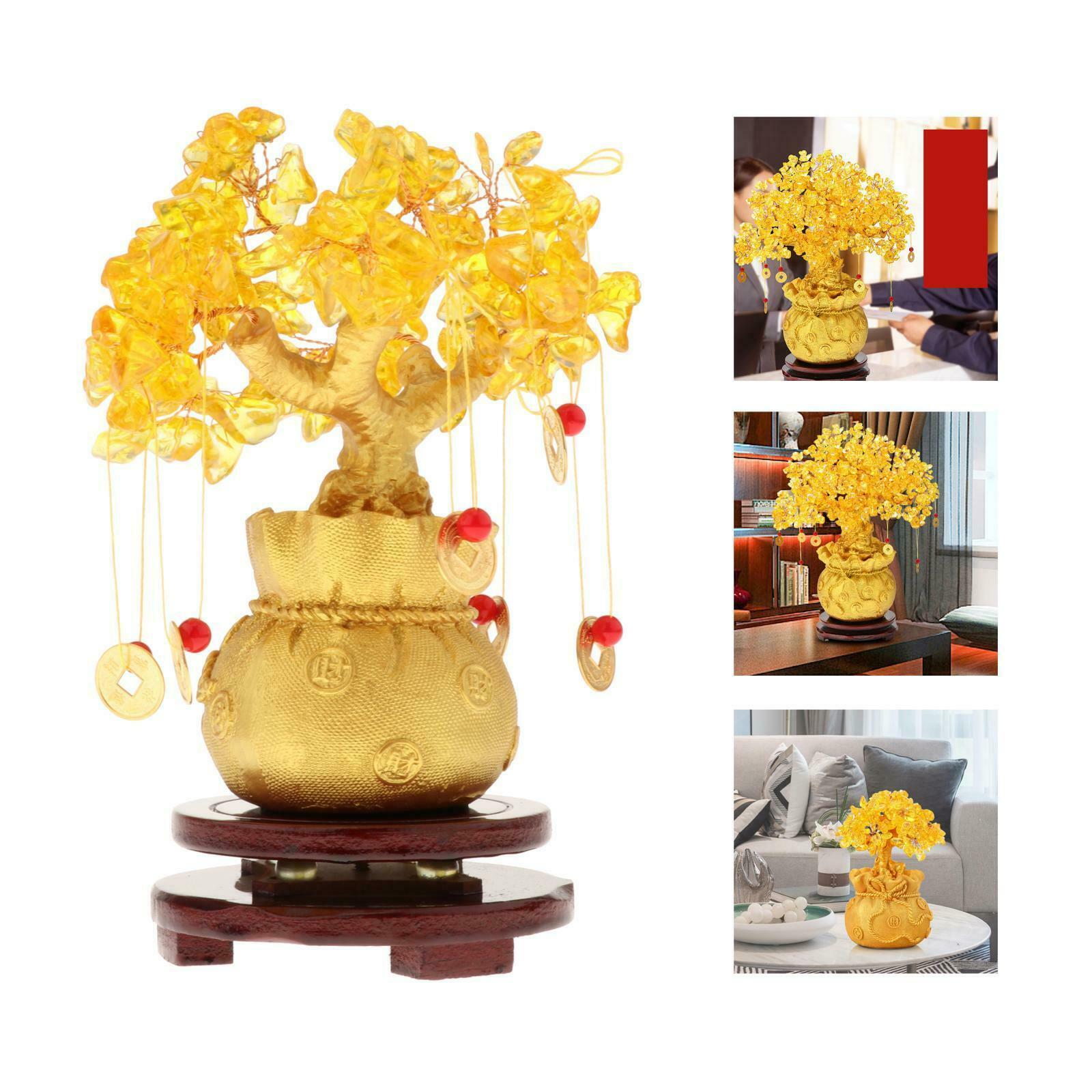 FengShui 7.5" Citrine Quartz Money Tree Ornaments for Home Office Store