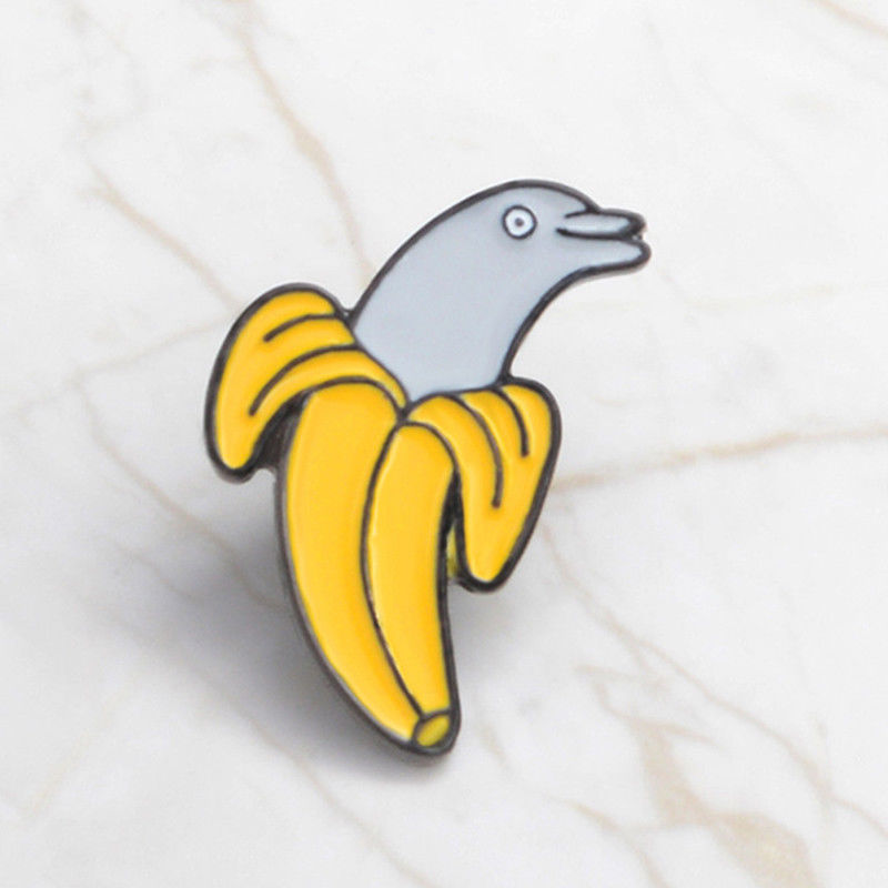 Cute Enamel Banana Dolphin Brooch Pin Shirt Collar Pin Breastpin Jewelry G.l8