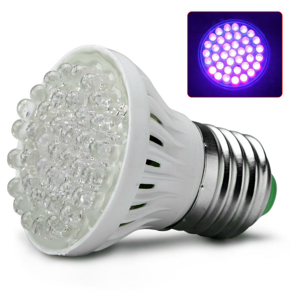 Ultra Bright E27 38 LED UV Ultraviolet Purple Light GLOW Lamp Garden Bulb Lamp