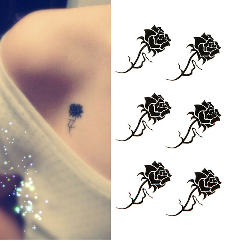 Black Metallic Flash Temporary Tattoos Stickers Temporary Body Art Tato.l8