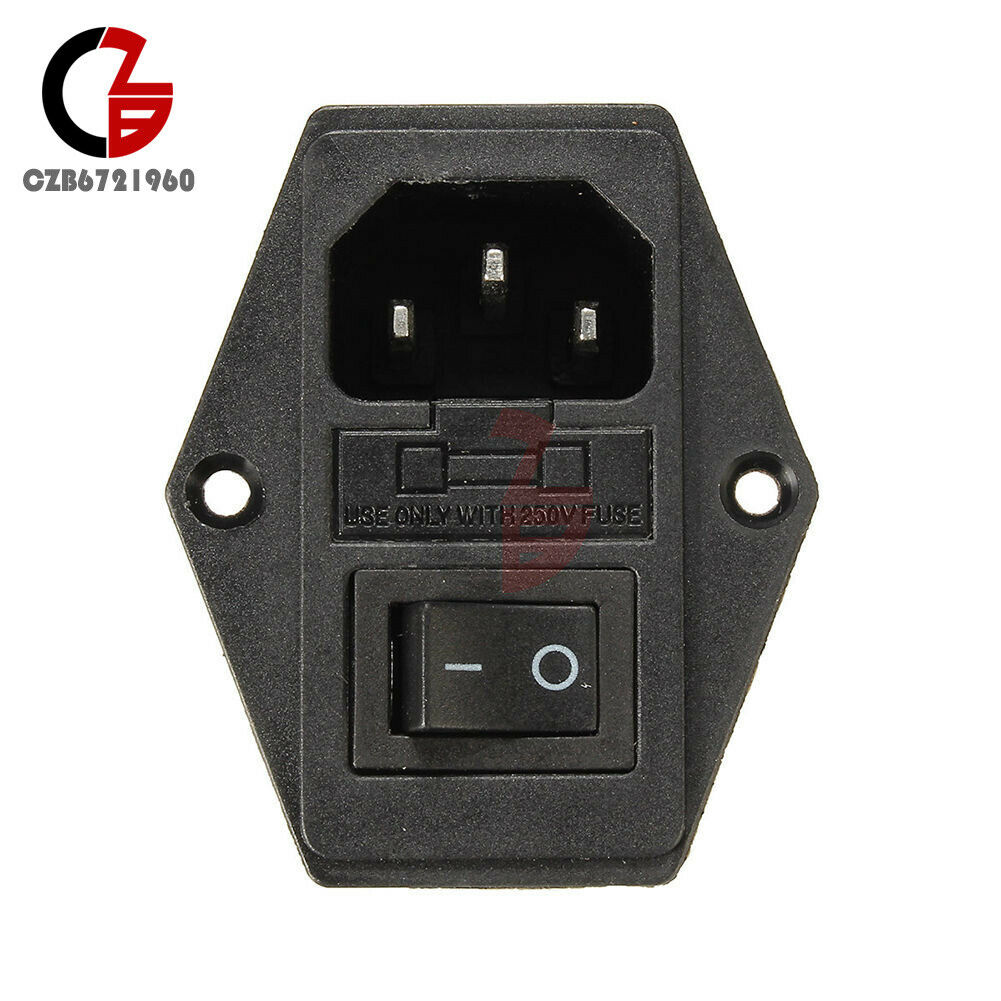 3 in 1 IEC320 AC Inlet Male Plug Power Supply Socket With Fuse Switch 10A 250VAC