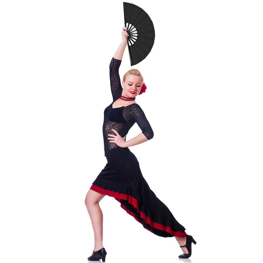 4Pcs Large Folding Fan Kung Fu Black Folding Hand Fan Performance Party