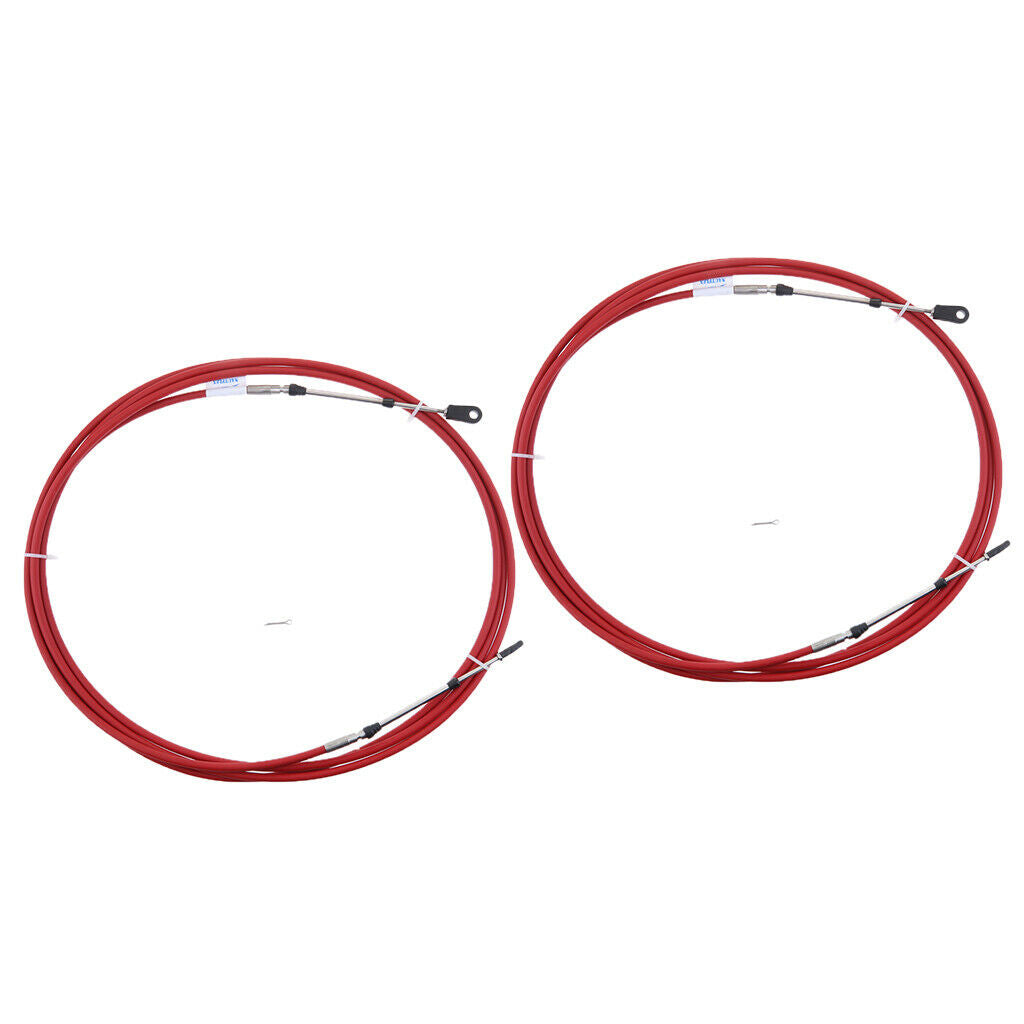 2pieces Universal Throttle Cable Red for Yacht Boat Motor Control Lever 13FT