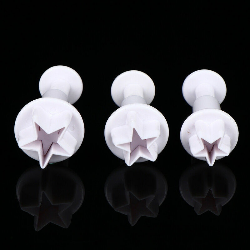3pcs  Mini Star Plunger Fondant Mold Biscuit Cookies Cutter Cake Decor ToolsFCA