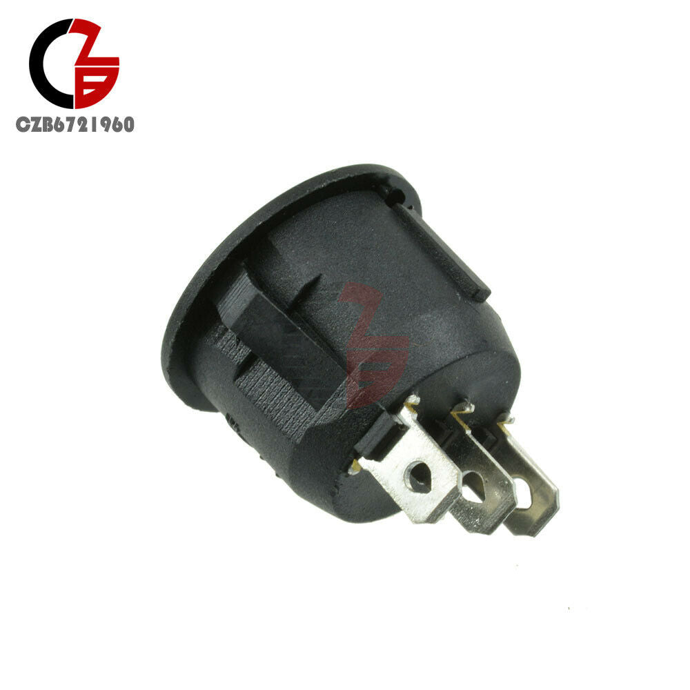20Pcs Mini Black Round 3 Pin SPDT ON-OFF Rocker Switch Snap-in 6A/10A 250V/125V