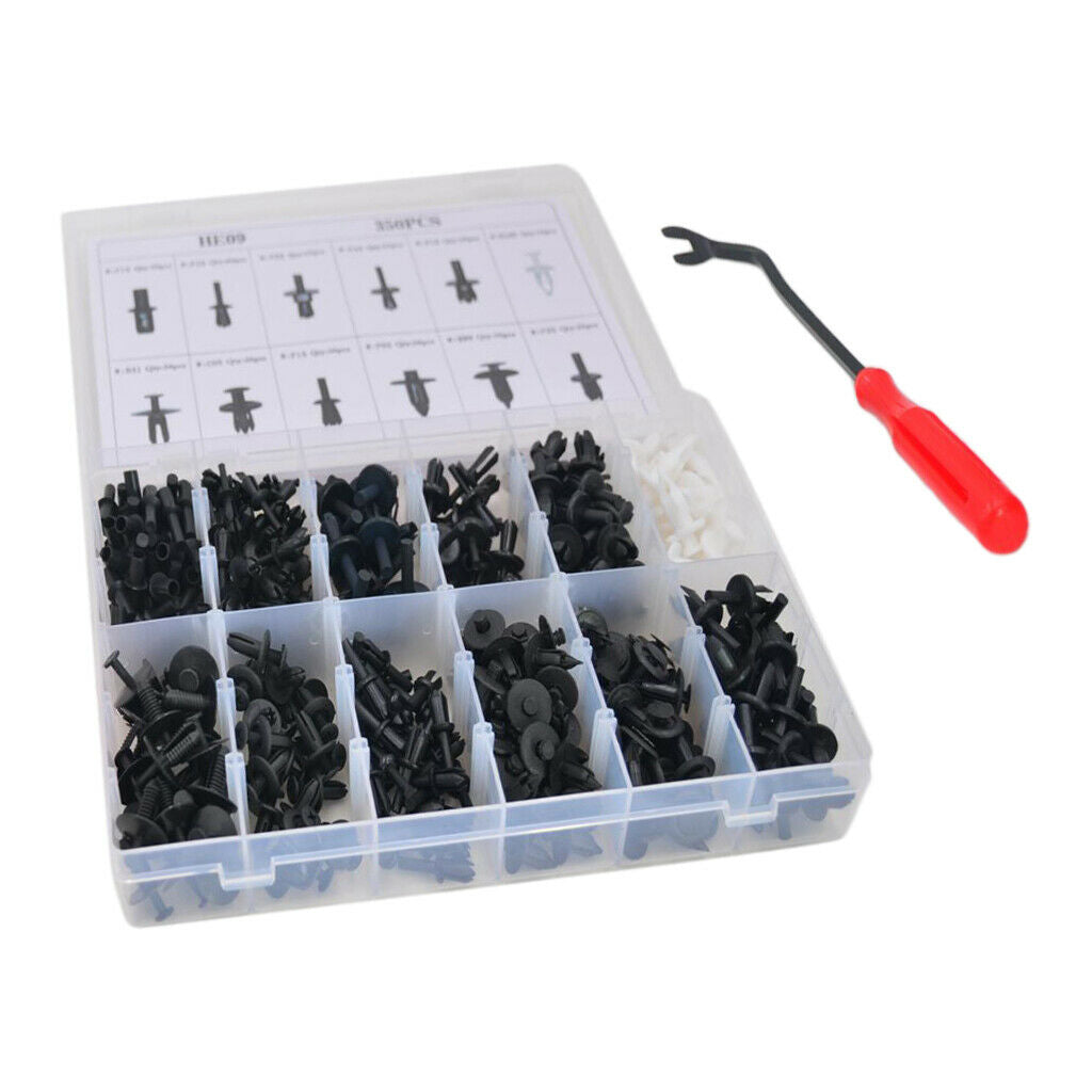 350 Pack Car Body Push Pin Rivet Fasteners Screw Splash Guard Hood Kit