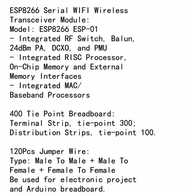 ESP8266 Serial Wireless Transceiver Module+400 P Breadboard+120Pc Jump Wire M/F