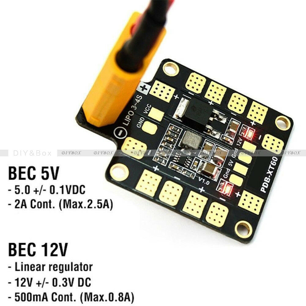 XT60 PDB Power Distribution Board 5V/12V Dual-way BEC per Multirotor FPV RC415