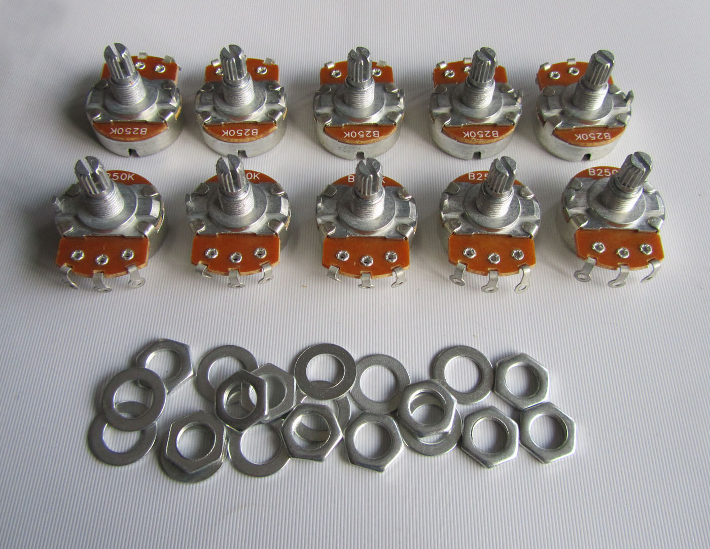10x B250K Large Linear Guitar Pots with 15mm Split Shaft 250K Potentiometer