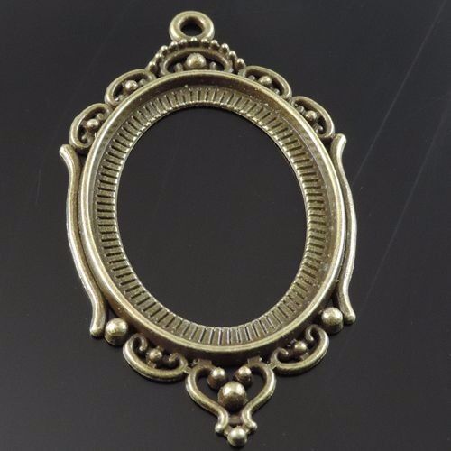 5pcs Antiqued Bronze Alloy 30*40mm Cameo Base Mirror Frame Pendant Charms 39552