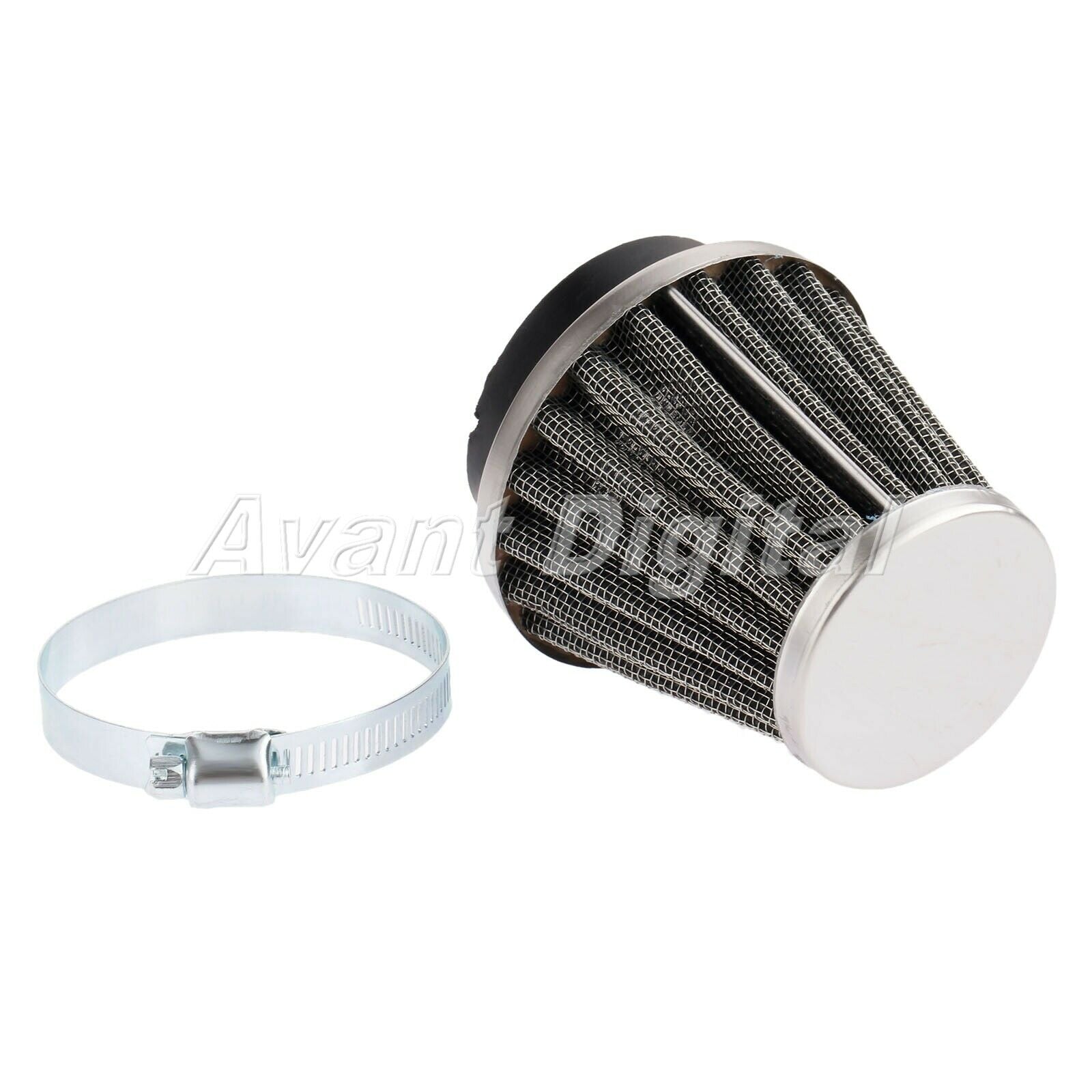 1x Scooter ATV 48mm Double Layer Steel Filter Gauze Clamp-on Air Filter Cleaner