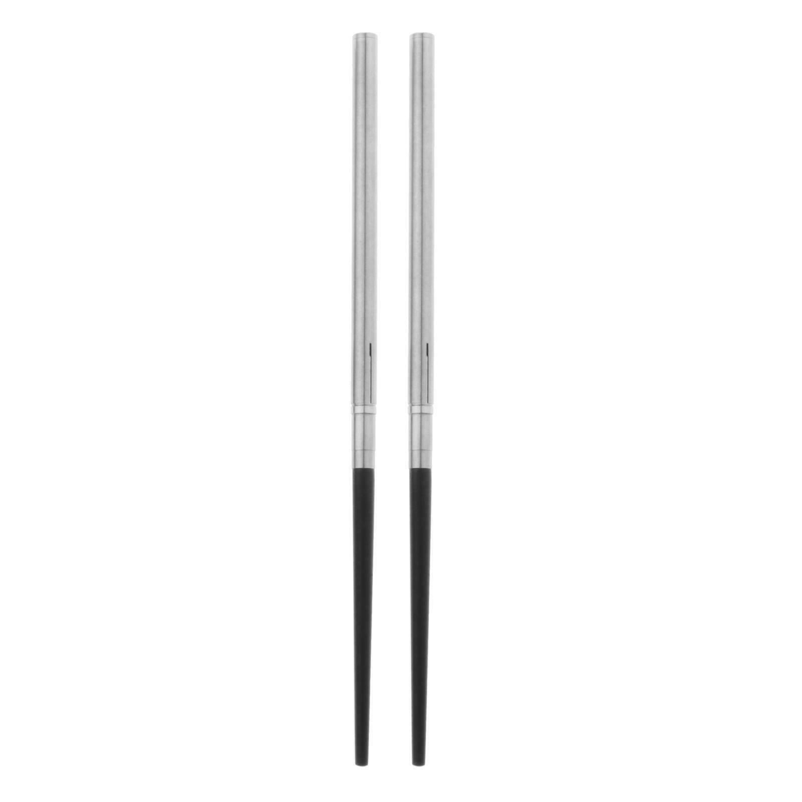 1 Pair Stainless Steel & Ebony Chopsticks, Ultra Lightweight, Super Strong