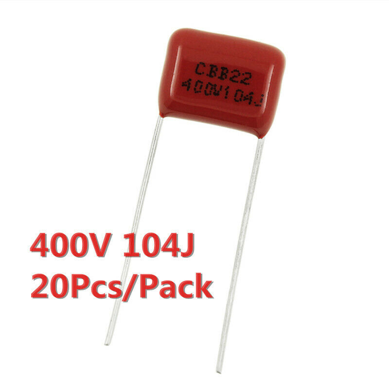 20Pcs CBB22 CBB Capacitor 104J 400V 0.1UF 100NF P=10mm