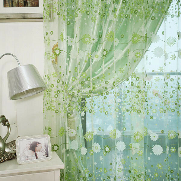 1m * 2m Flower Green Countryside Tulle Chiffon Window