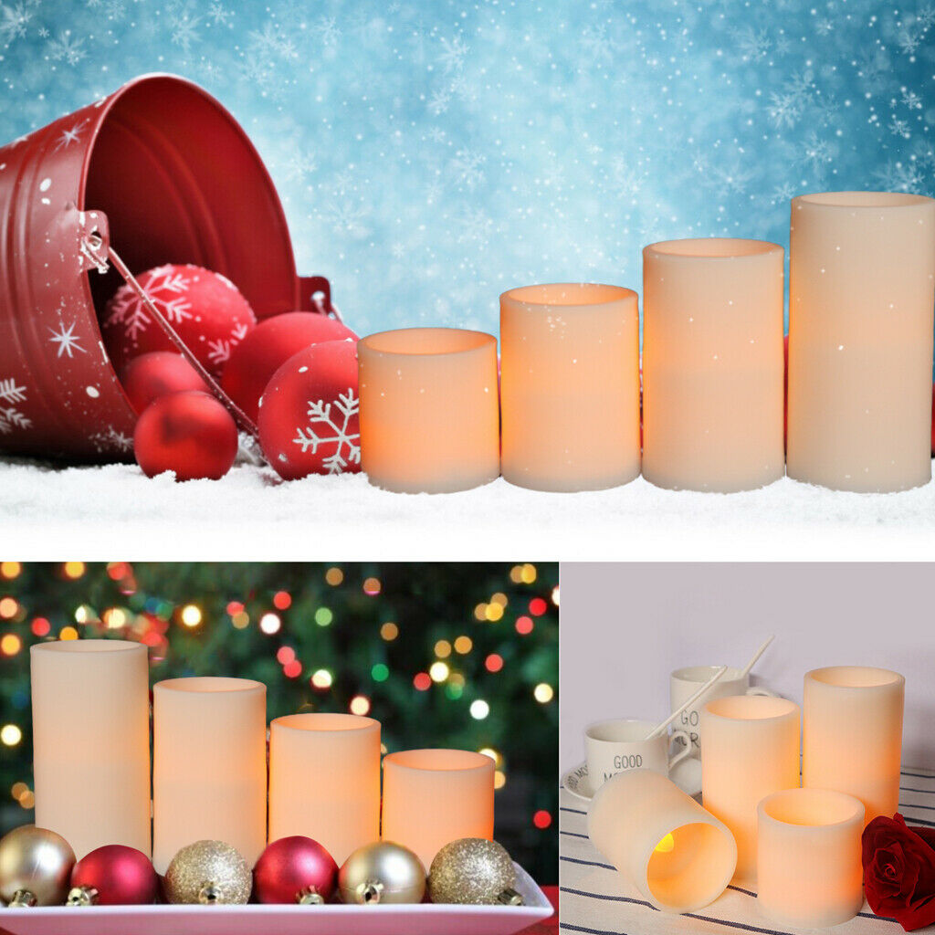 4x Flameless LED Tealight Votive Candle Pillar Candle for Wedding Decoration