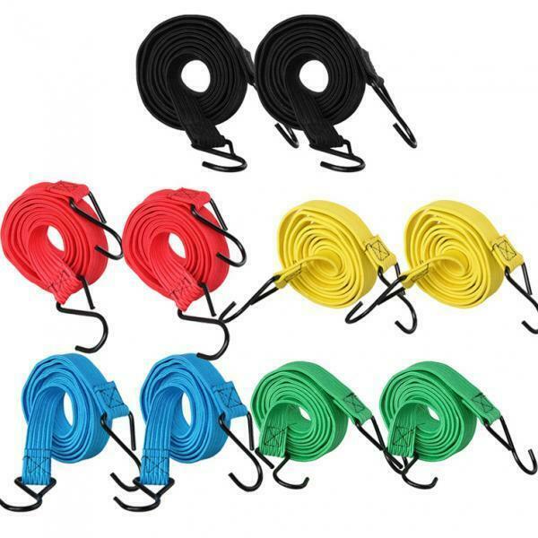 10pcs 2.4cm Wide Bungee Ropes Heavy Duty Stretch Flat Luggage Cords 13ft Max