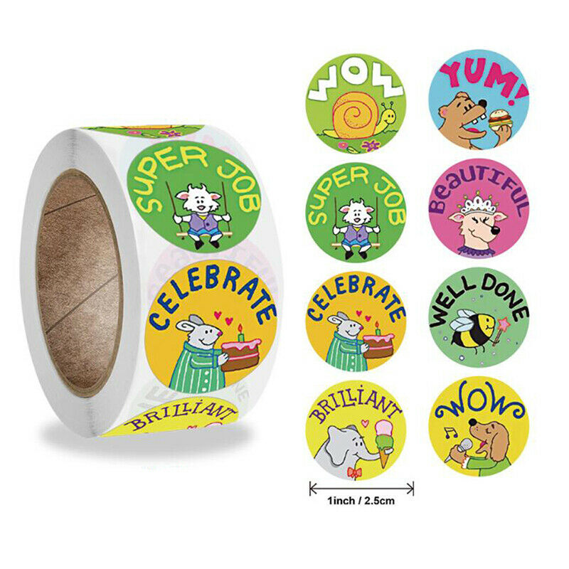 500Pcs Cute Cartoon Animals Stickers Teacher Parent Encouragement Reward .l8